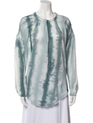 Raquel Allegra Tops Tie-Dye Print Scoop Neck Blouse XS