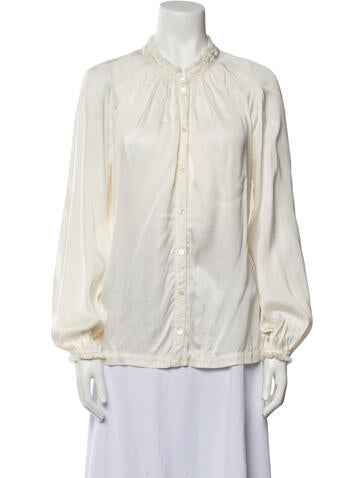 Raquel Allegra Tops Mock Neck Long Sleeve Blouse XS