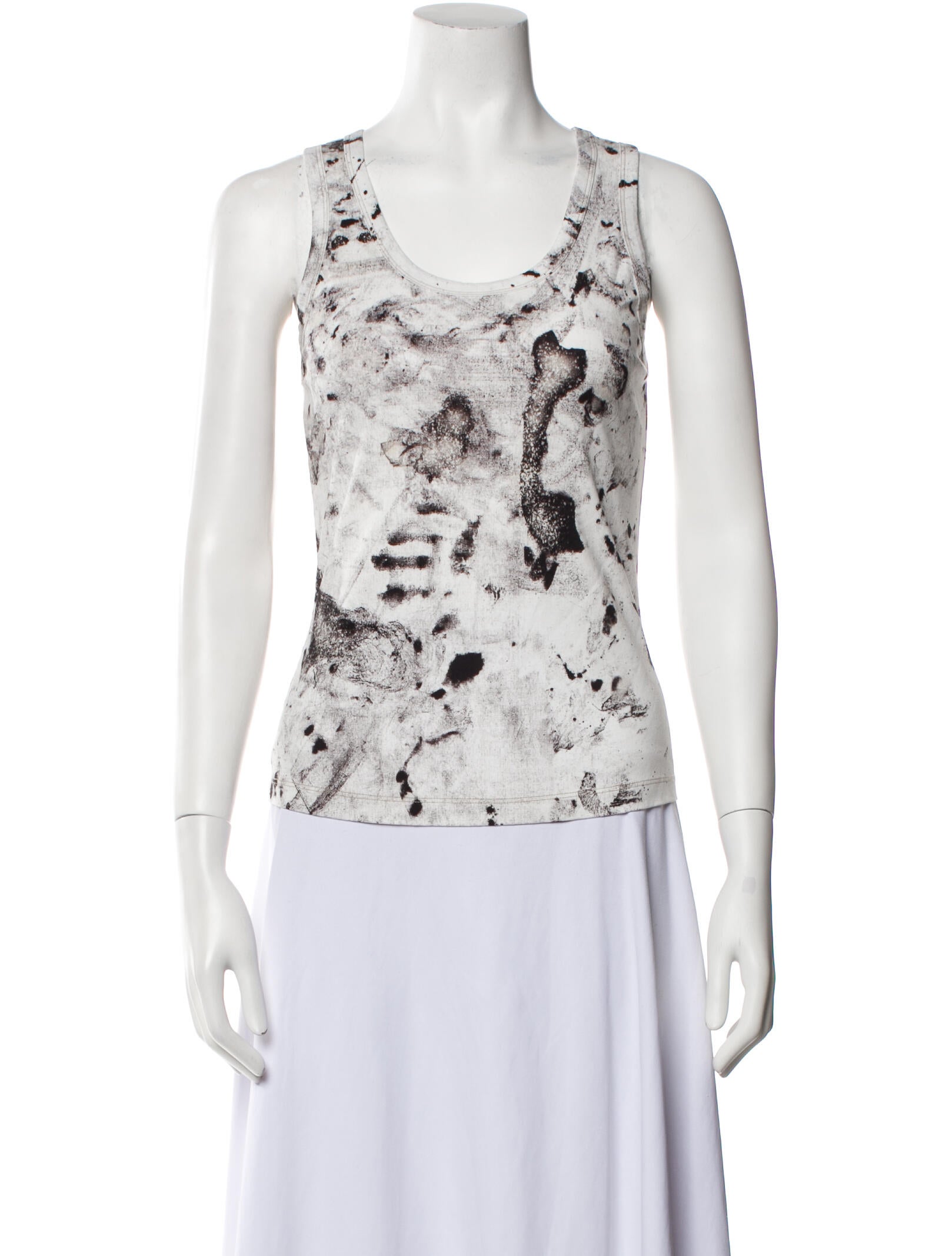 Raquel Allegra Printed Scoop Neck Top
