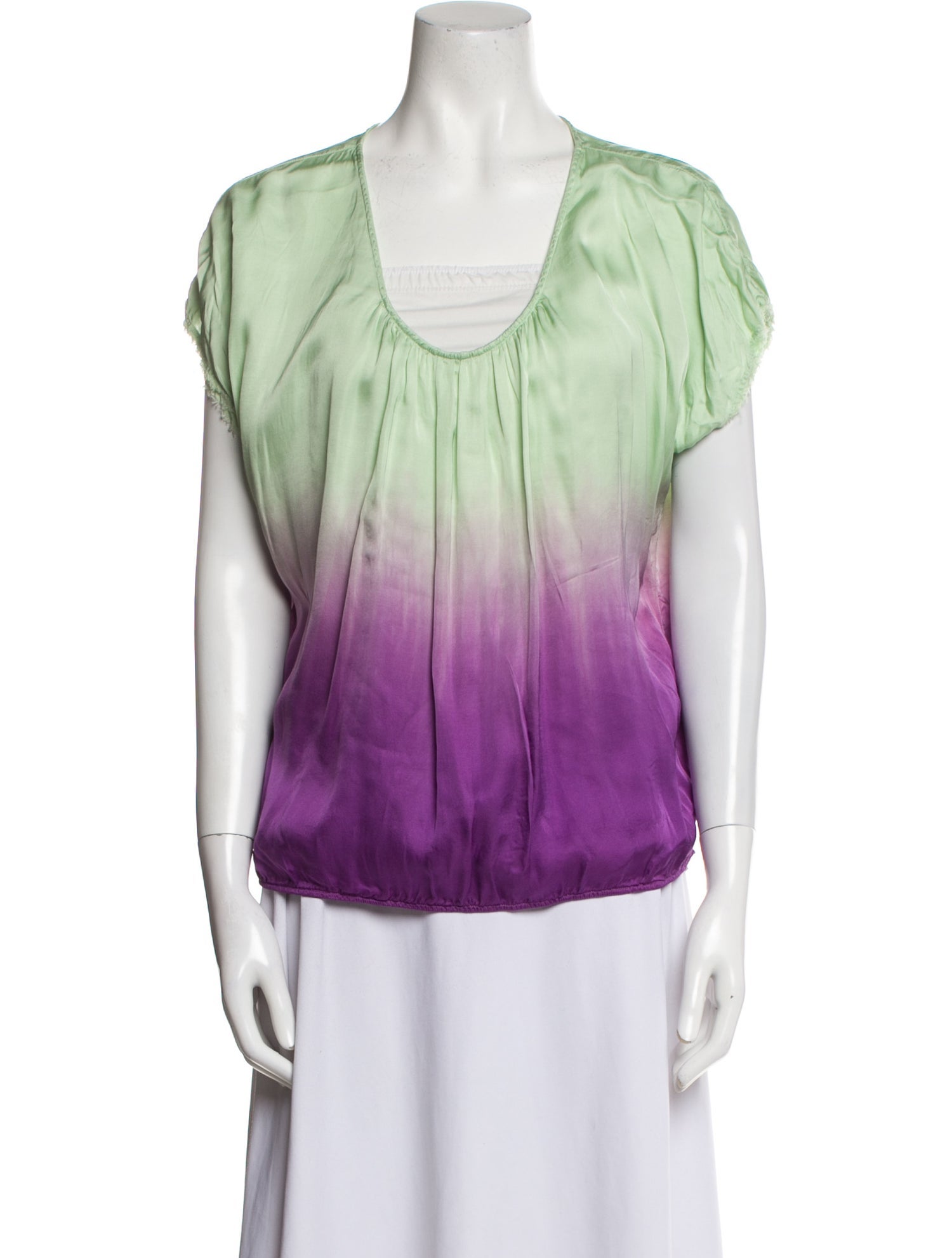 Raquel Allegra Tie-Dye Print Scoop Neck Blouse
