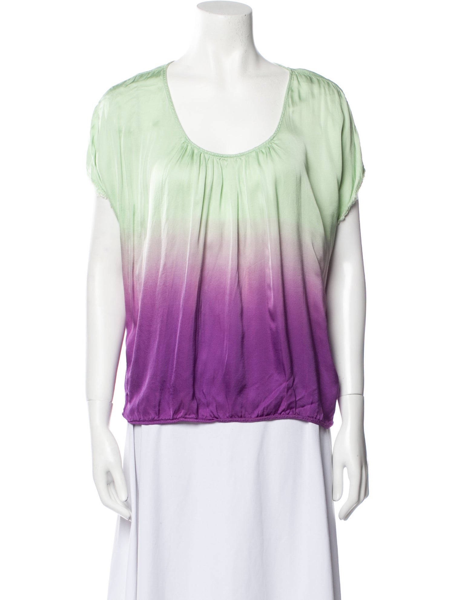 Raquel Allegra Tie-Dye Print Scoop Neck Top