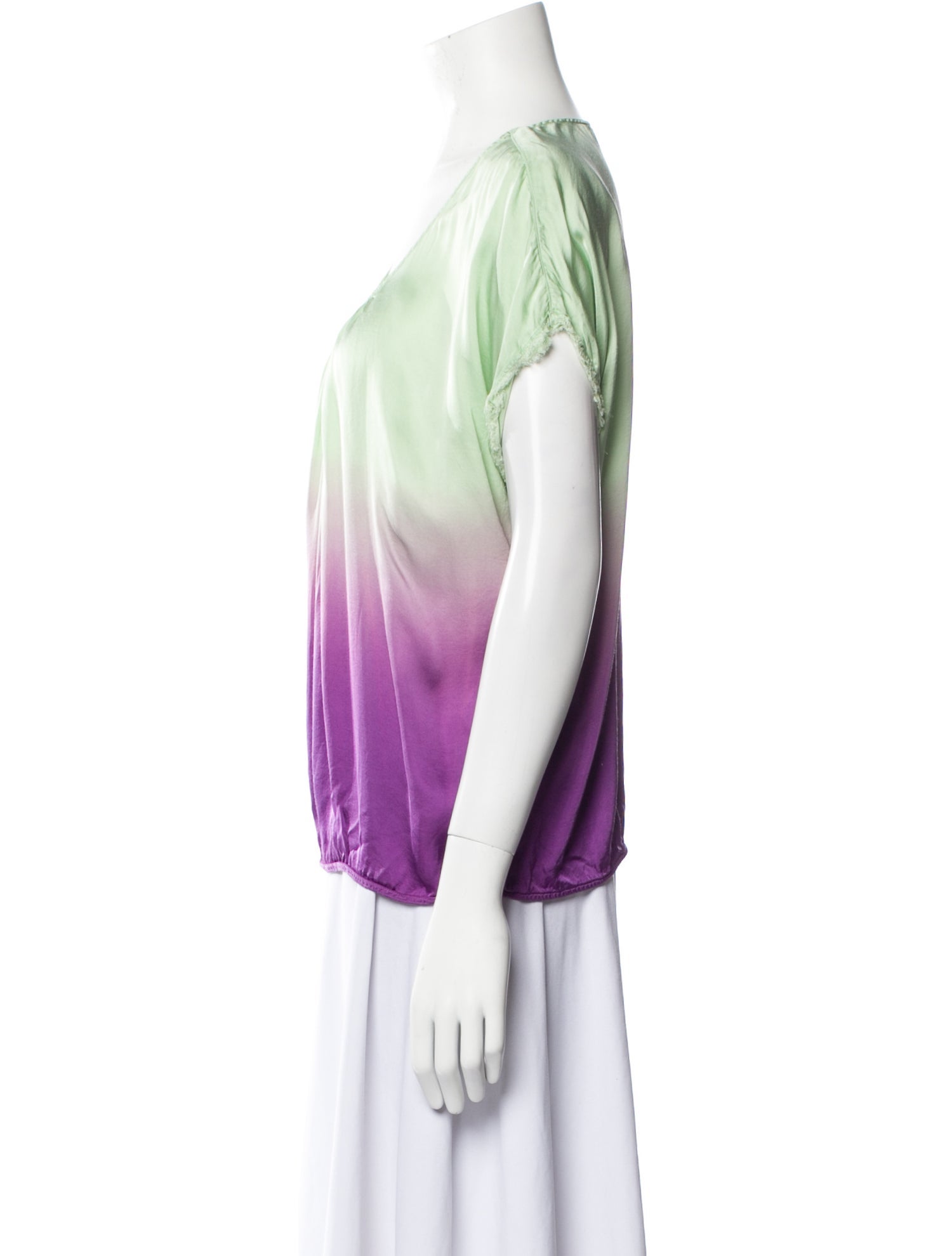 Raquel Allegra Tie-Dye Print Scoop Neck Top