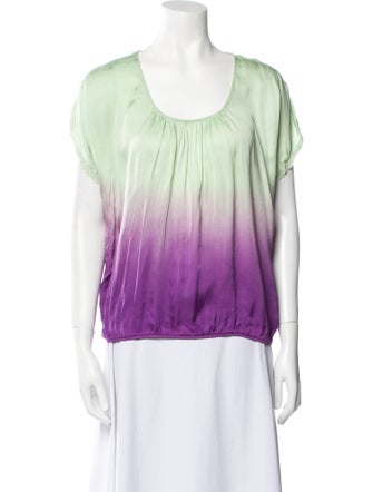 Raquel Allegra Tie-Dye Print Scoop Neck Top