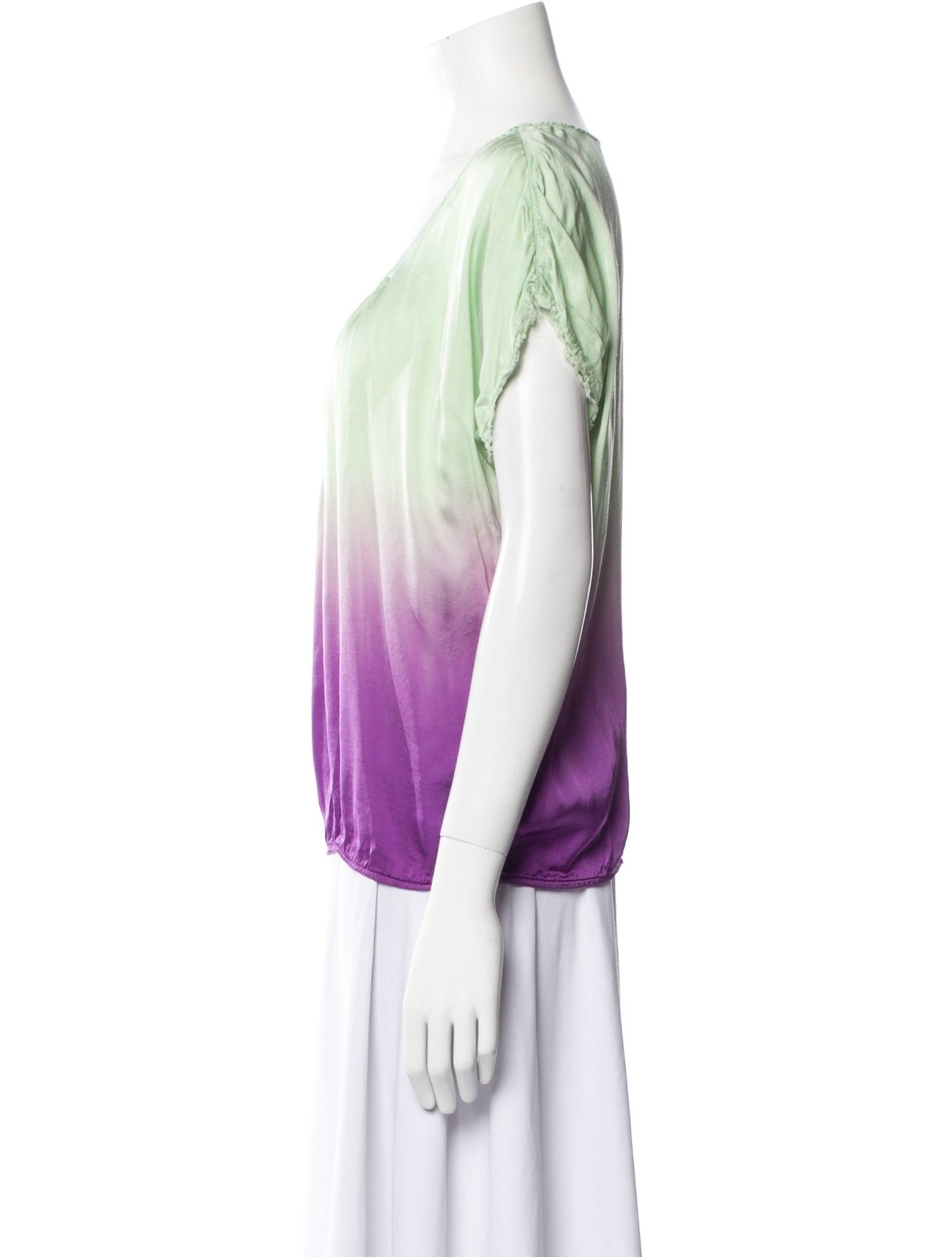 Raquel Allegra Tie-Dye Print Scoop Neck Top