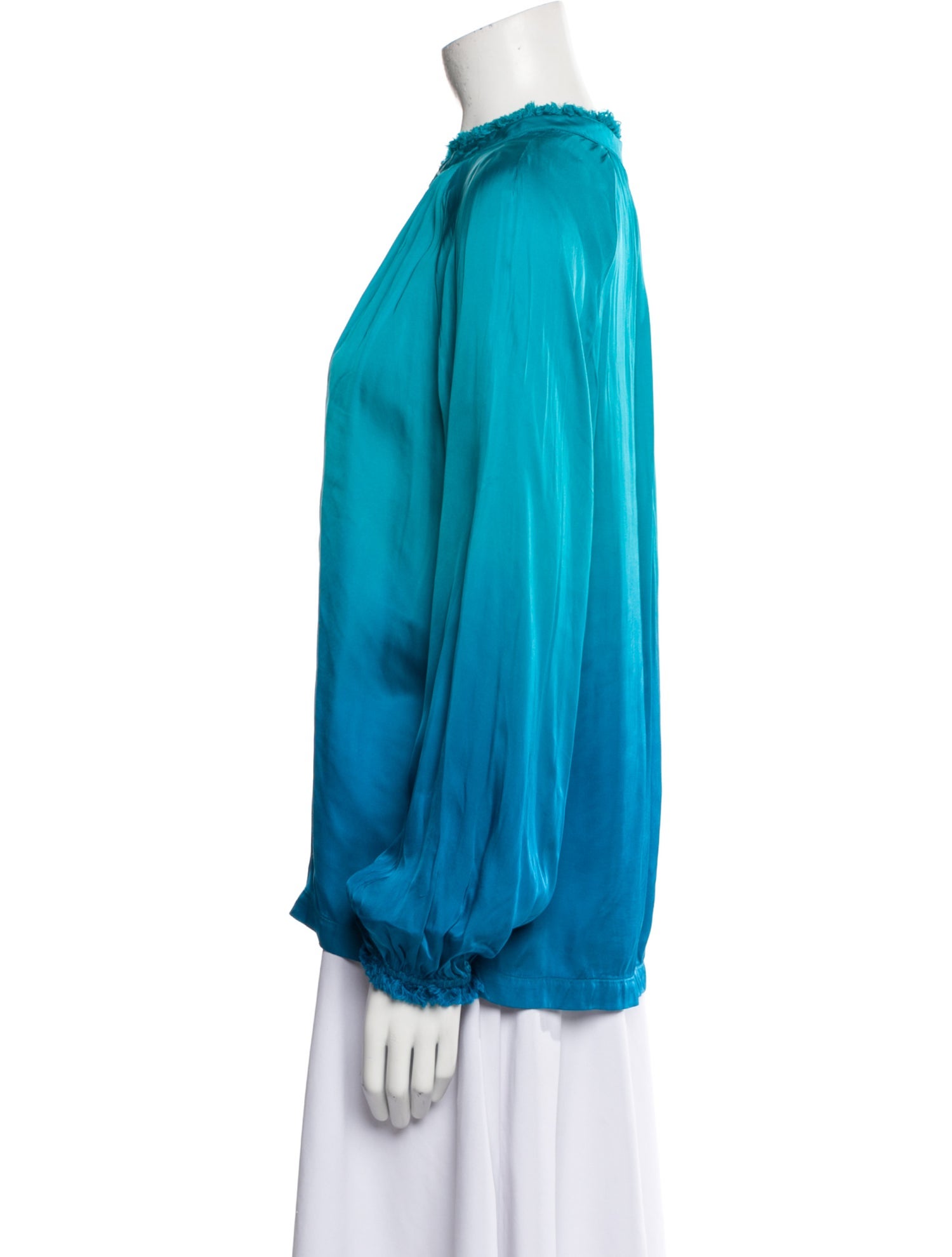 Raquel Allegra Mock Neck Long Sleeve Button-Up Top