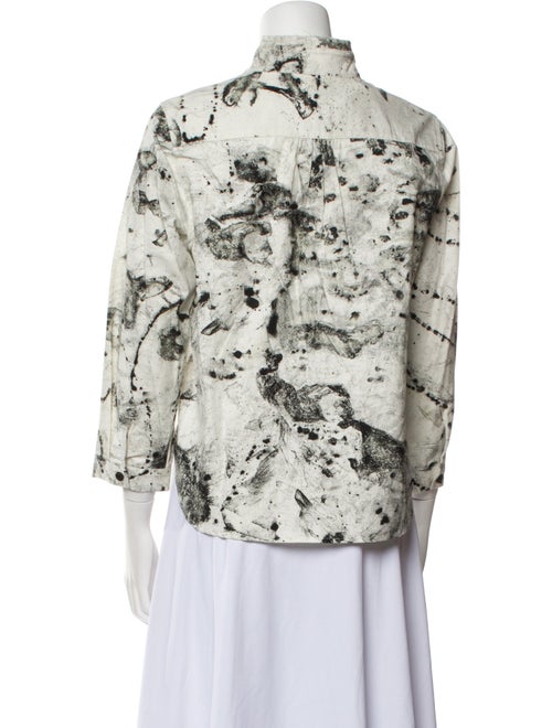 Raquel Allegra Printed Three-Quarter Sleeve Button-Up Top