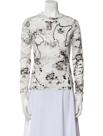 Raquel Allegra Tops Printed Crew Neck Top XS