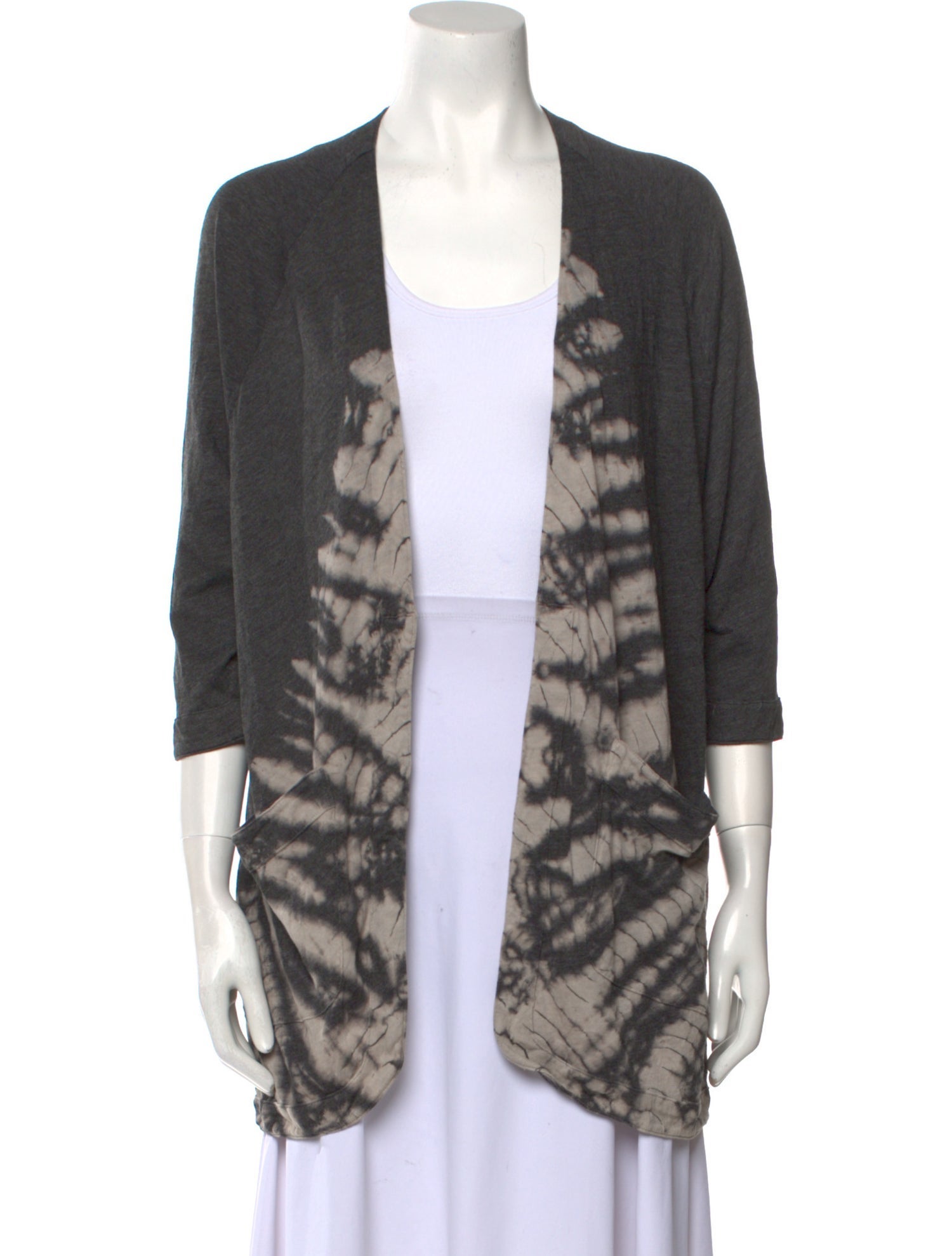 Raquel Allegra Tie-Dye Print Open Front Sweater