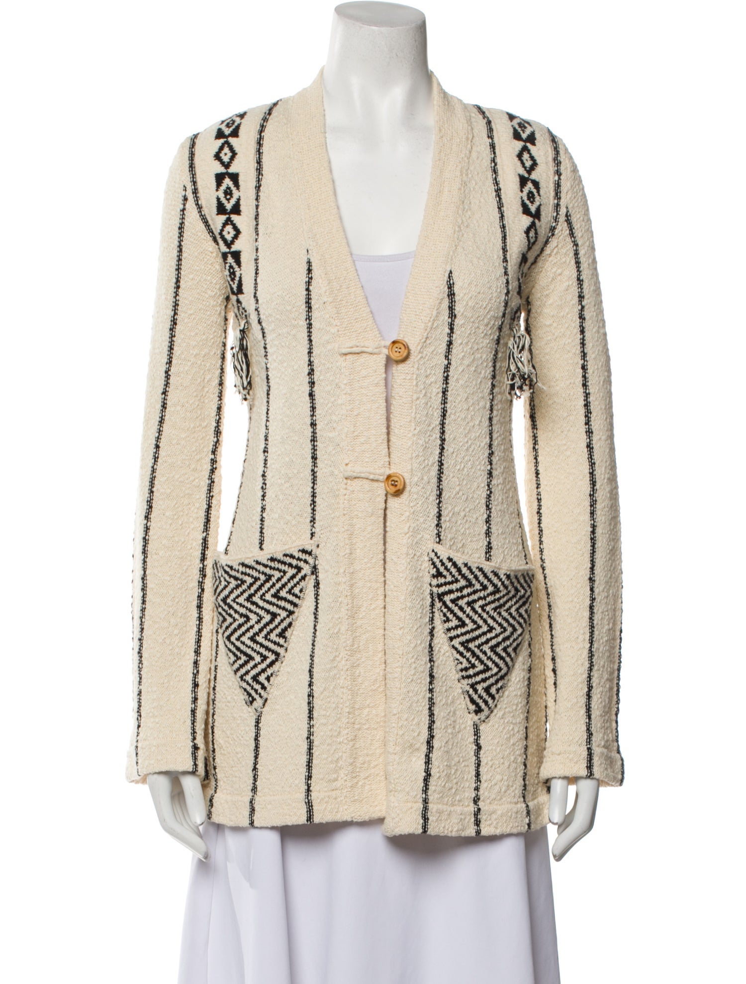 Raquel Allegra Printed V-Neck Sweater