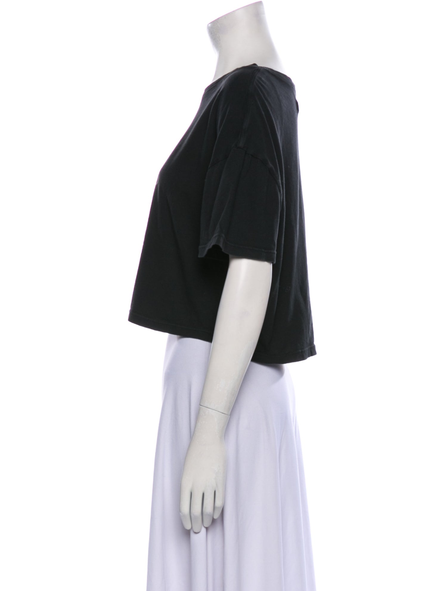 Raquel Allegra Graphic Print Scoop Neck Crop Top