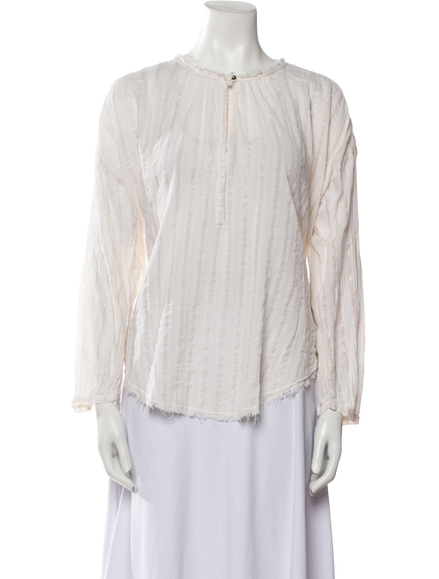 Raquel Allegra Crew Neck Three-Quarter Sleeve Blouse