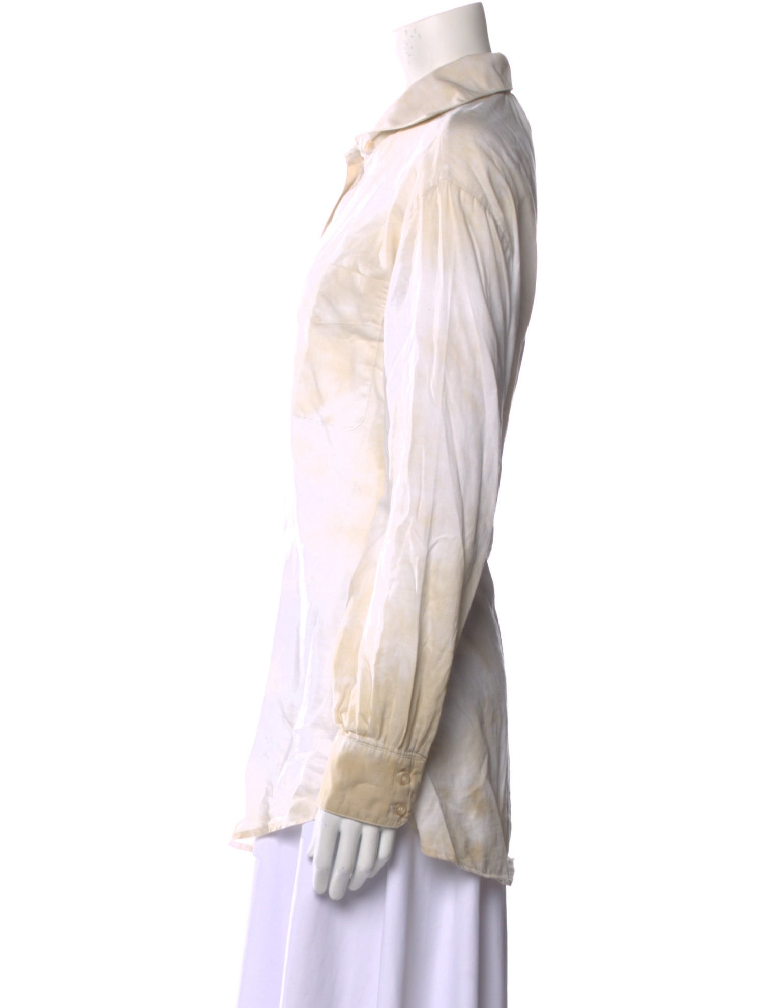 Raquel Allegra Silk Tie-Dye Print Button-Up Top