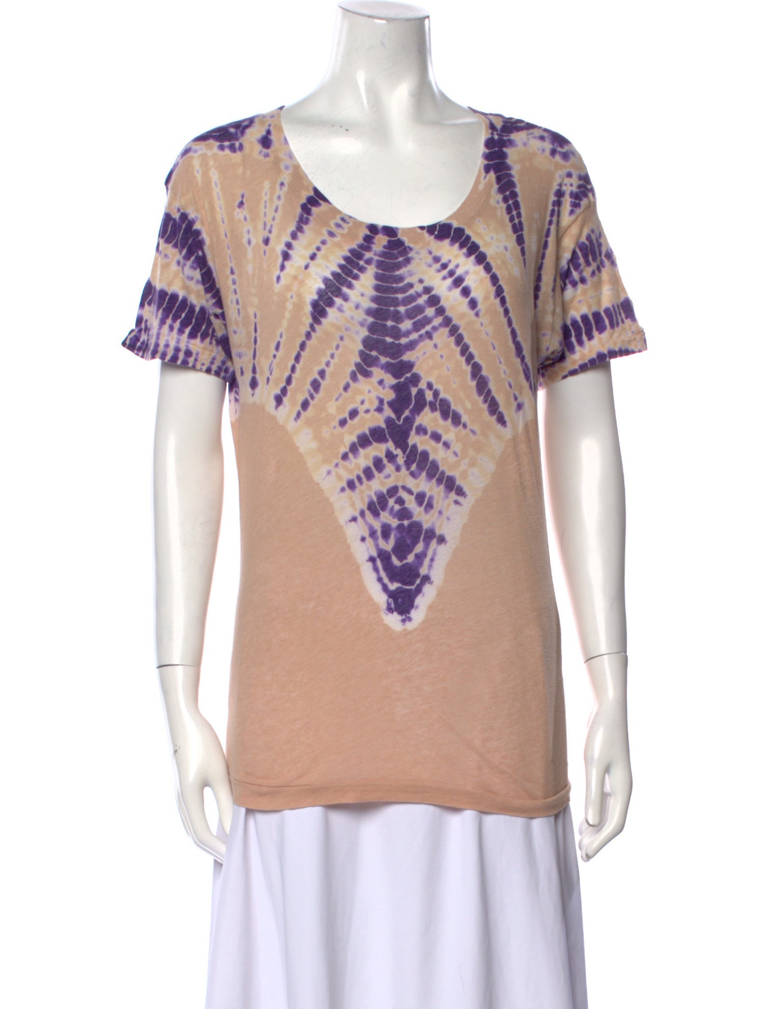 Raquel Allegra Tie-Dye Print Scoop Neck T-Shirt