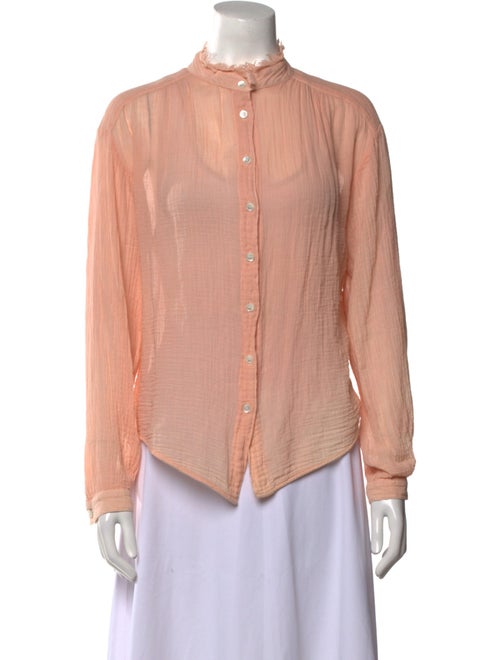 Raquel Allegra Mock Neck Long Sleeve Button-Up Top