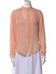 Raquel Allegra Mock Neck Long Sleeve Button-Up Top