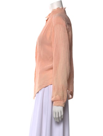 Raquel Allegra Mock Neck Long Sleeve Button-Up Top