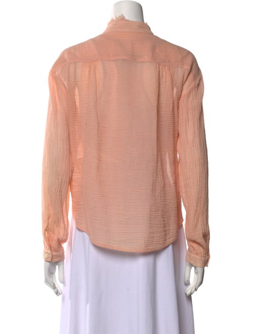 Raquel Allegra Mock Neck Long Sleeve Button-Up Top