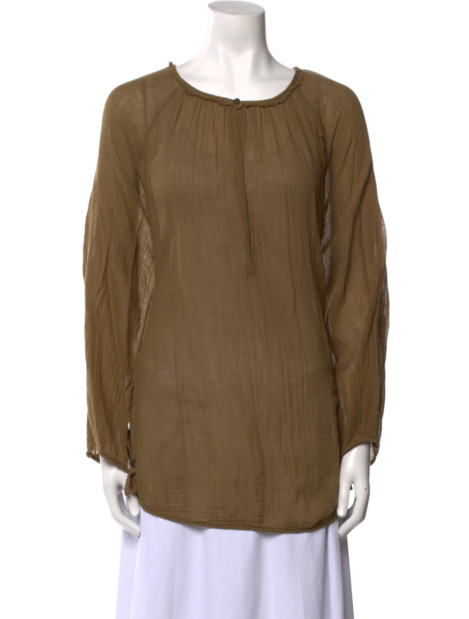 Raquel Allegra Scoop Neck Long Sleeve Blouse