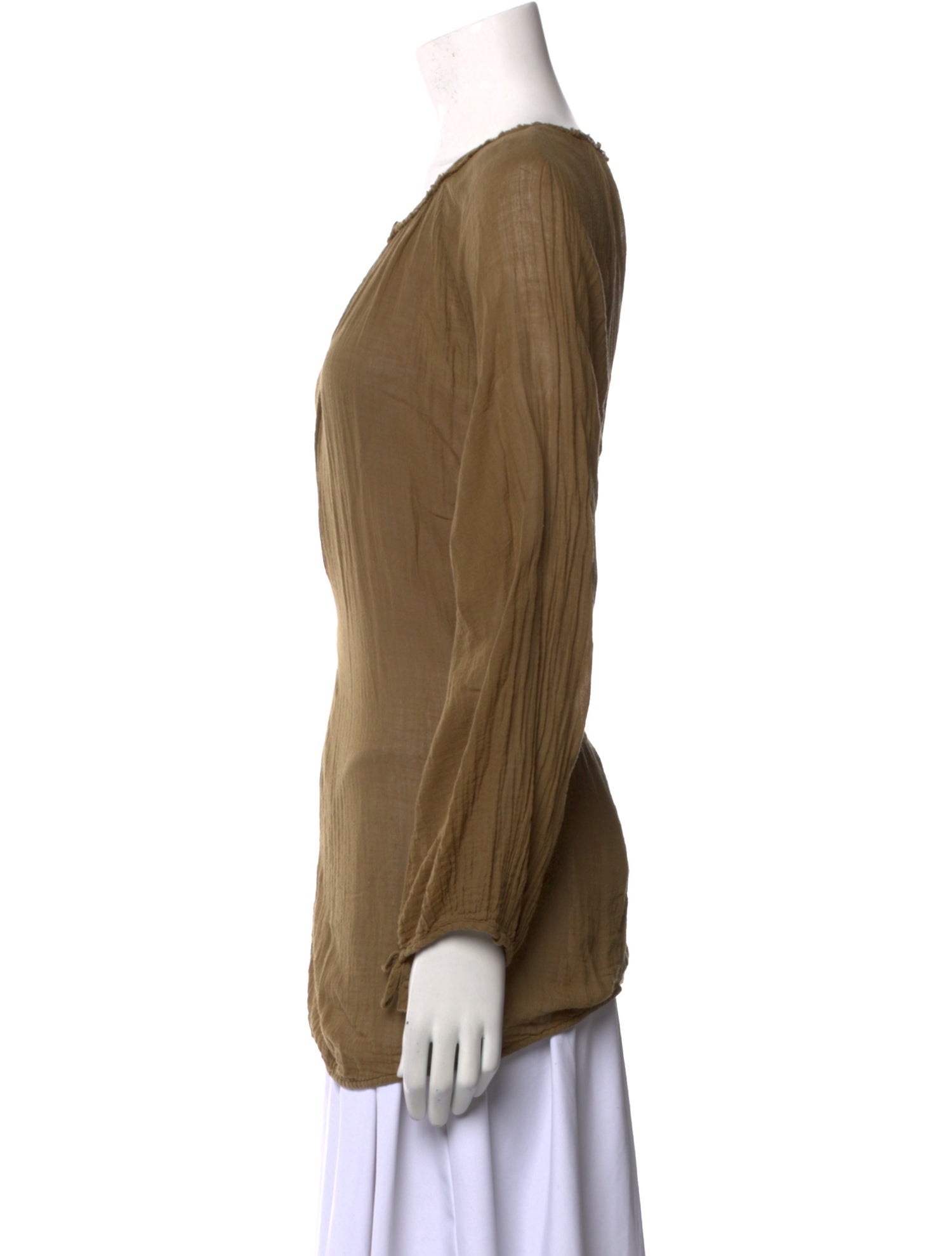 Raquel Allegra Scoop Neck Long Sleeve Blouse