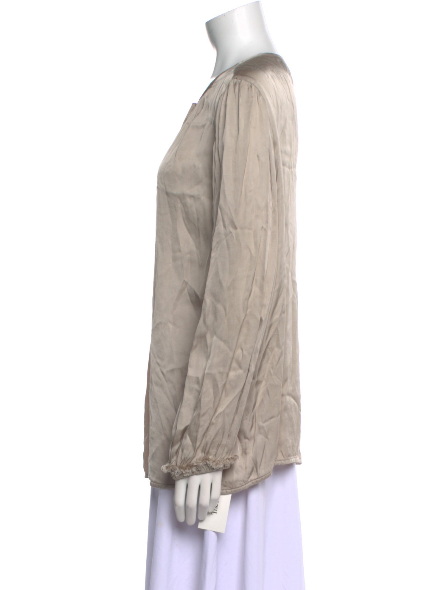 Raquel Allegra Scoop Neck Long Sleeve Blouse