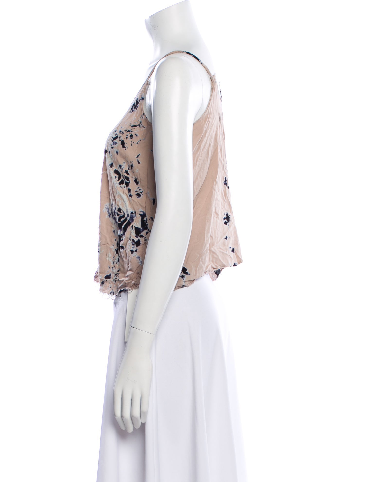 Raquel Allegra Printed Scoop Neck Crop Top