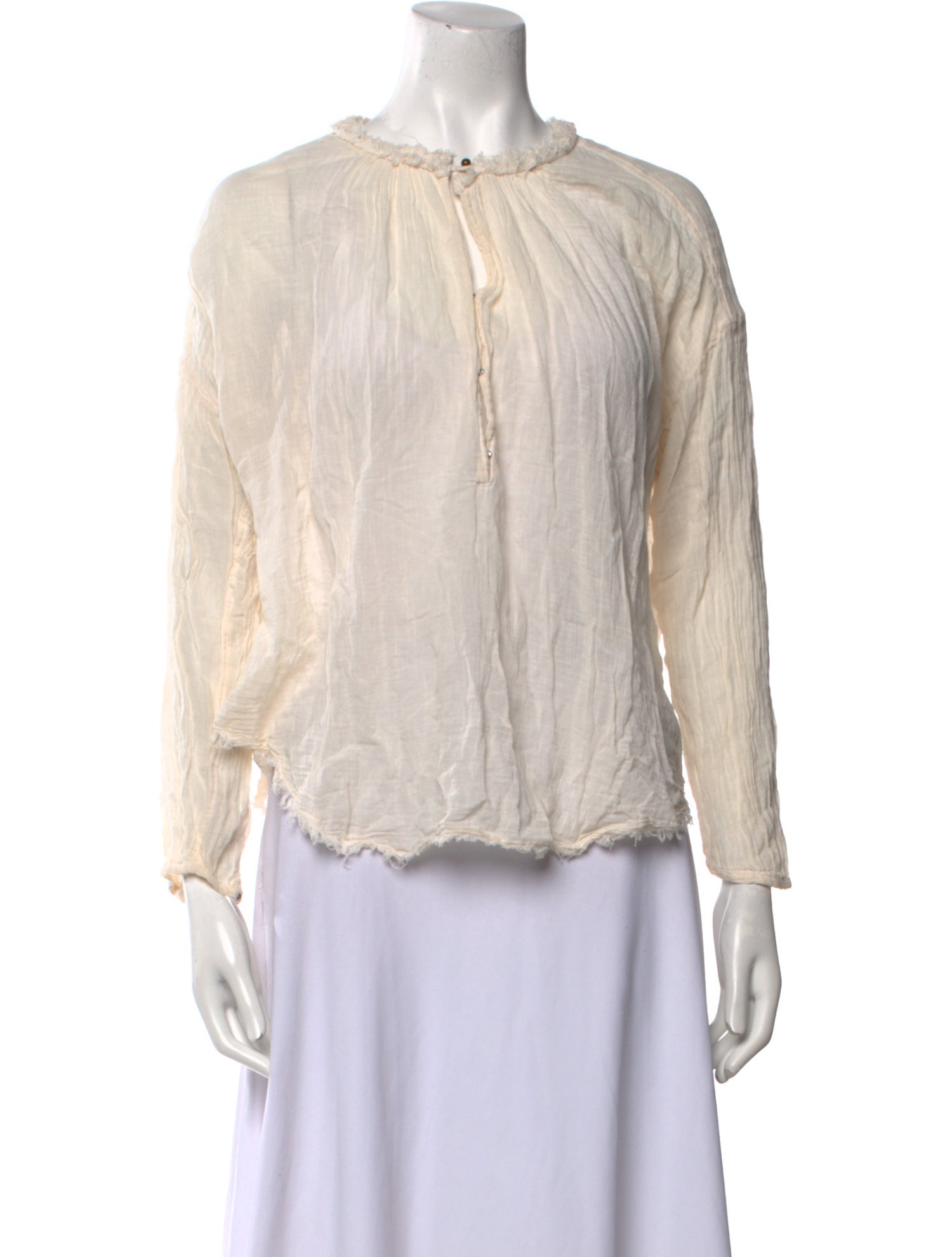 Raquel Allegra Crew Neck Long Sleeve Blouse