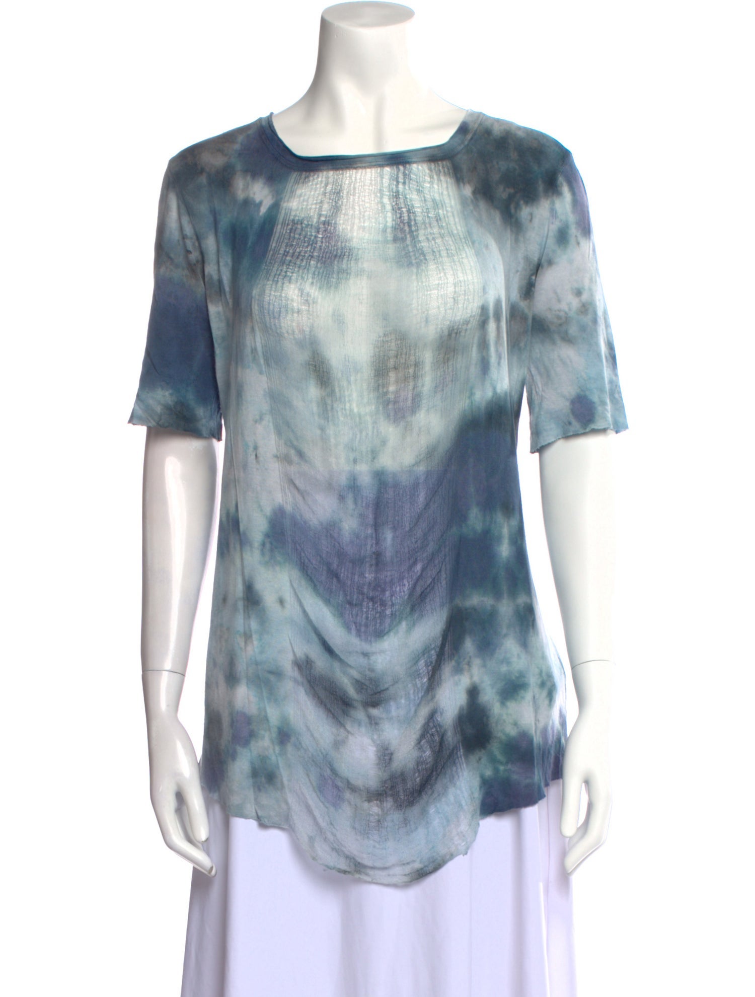 Raquel Allegra Tie-Dye Print Bateau Neckline T-Shirt