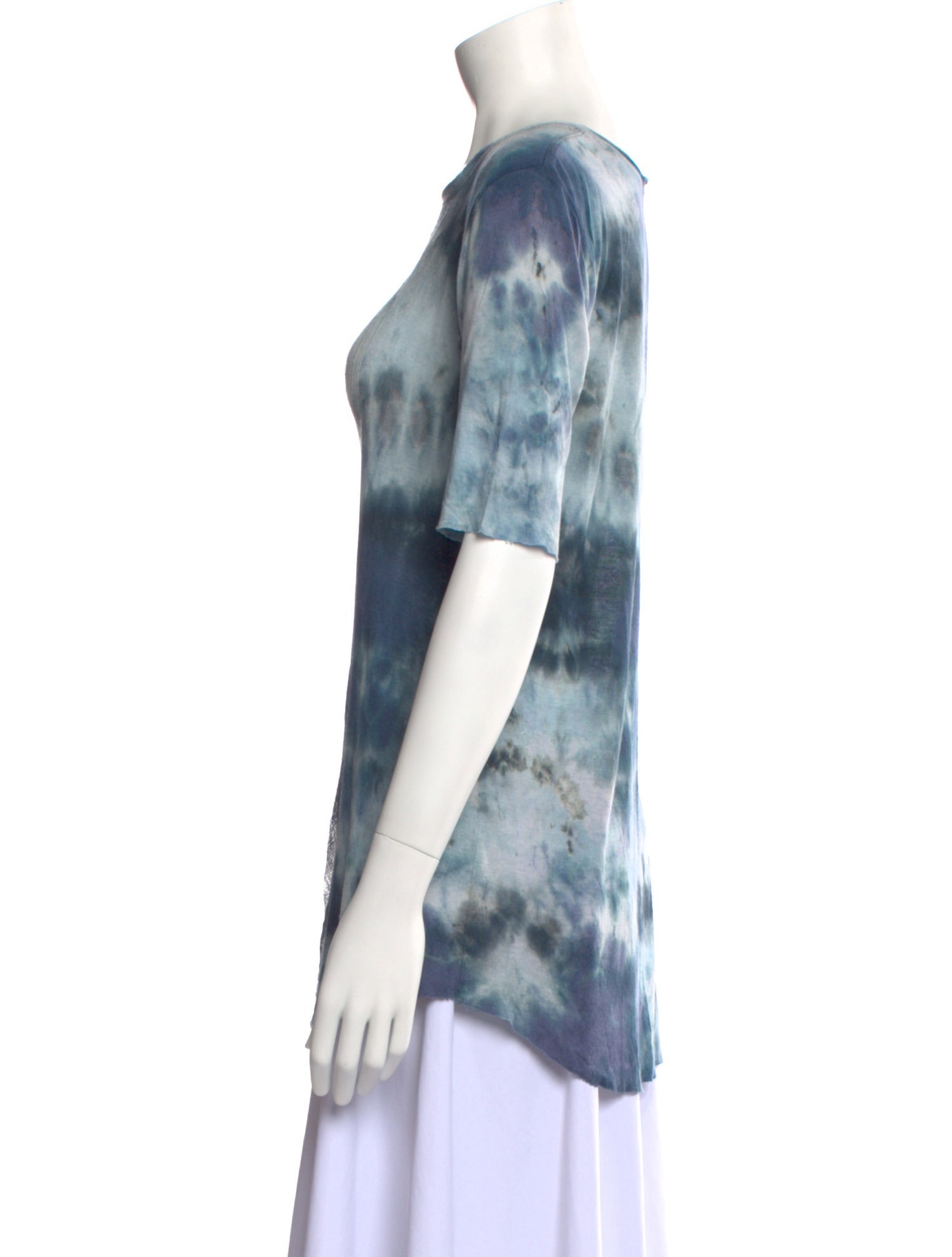Raquel Allegra Tie-Dye Print Bateau Neckline T-Shirt