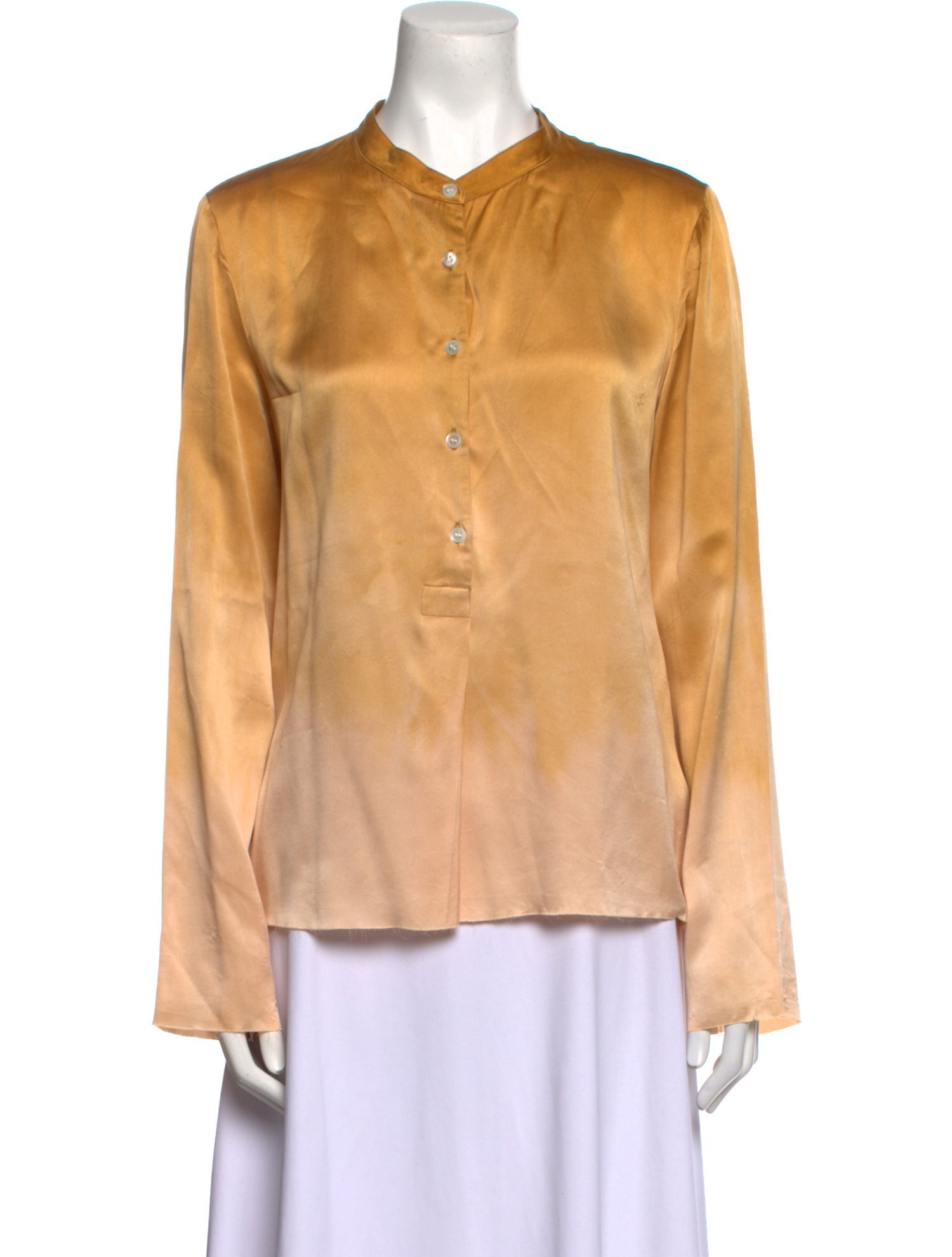 Raquel Allegra Silk V-Neck Button-Up Top