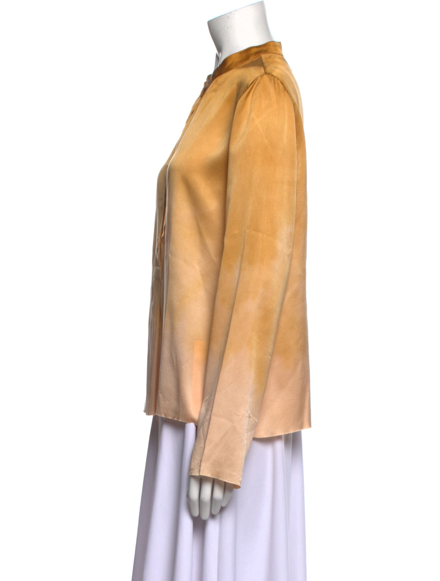 Raquel Allegra Silk V-Neck Button-Up Top