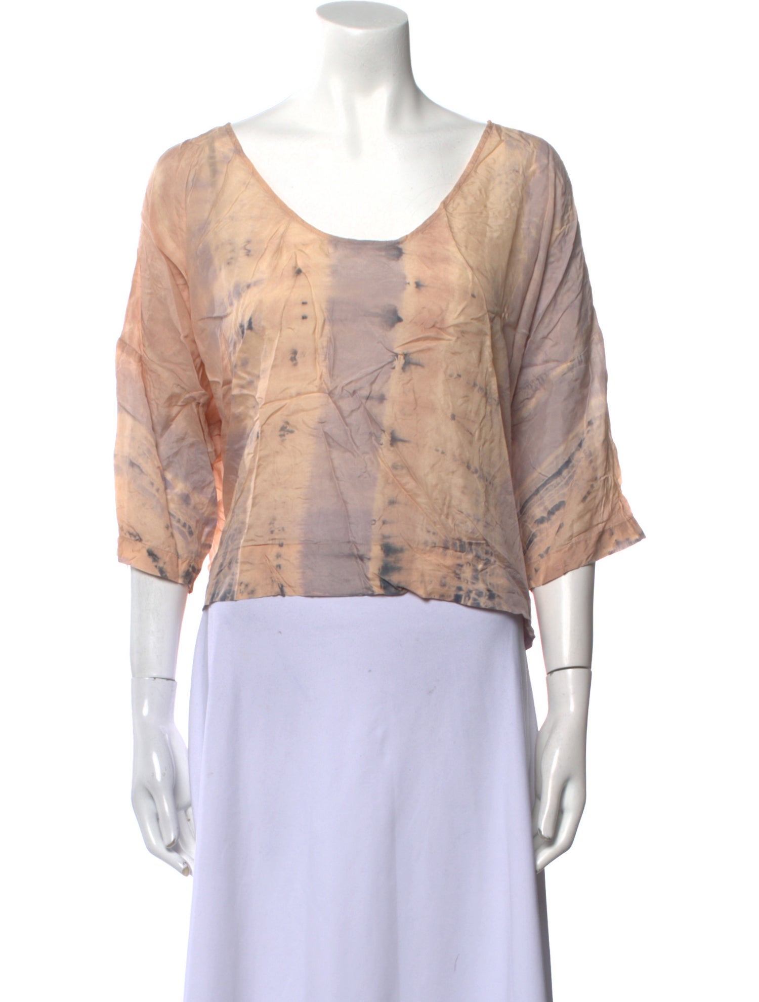 Raquel Allegra Silk Tie-Dye Print Crop Top