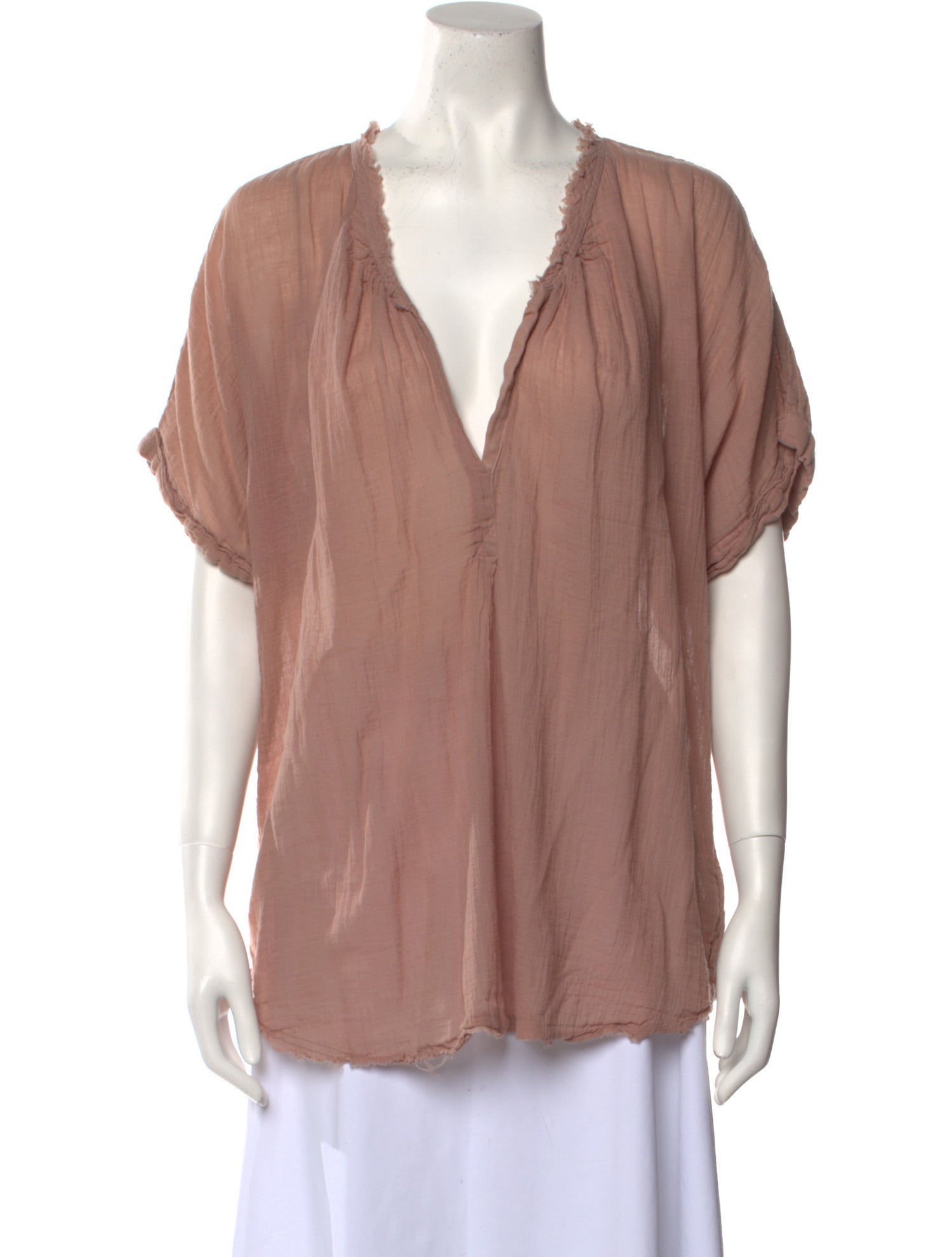 Raquel Allegra Plunge Neckline Short Sleeve Blouse