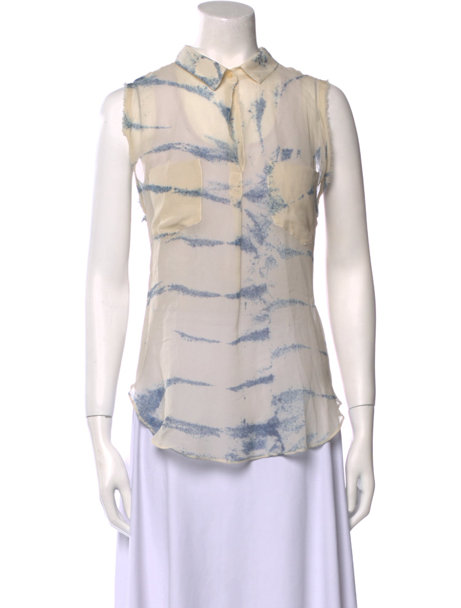 Raquel Allegra Silk Tie-Dye Print Top