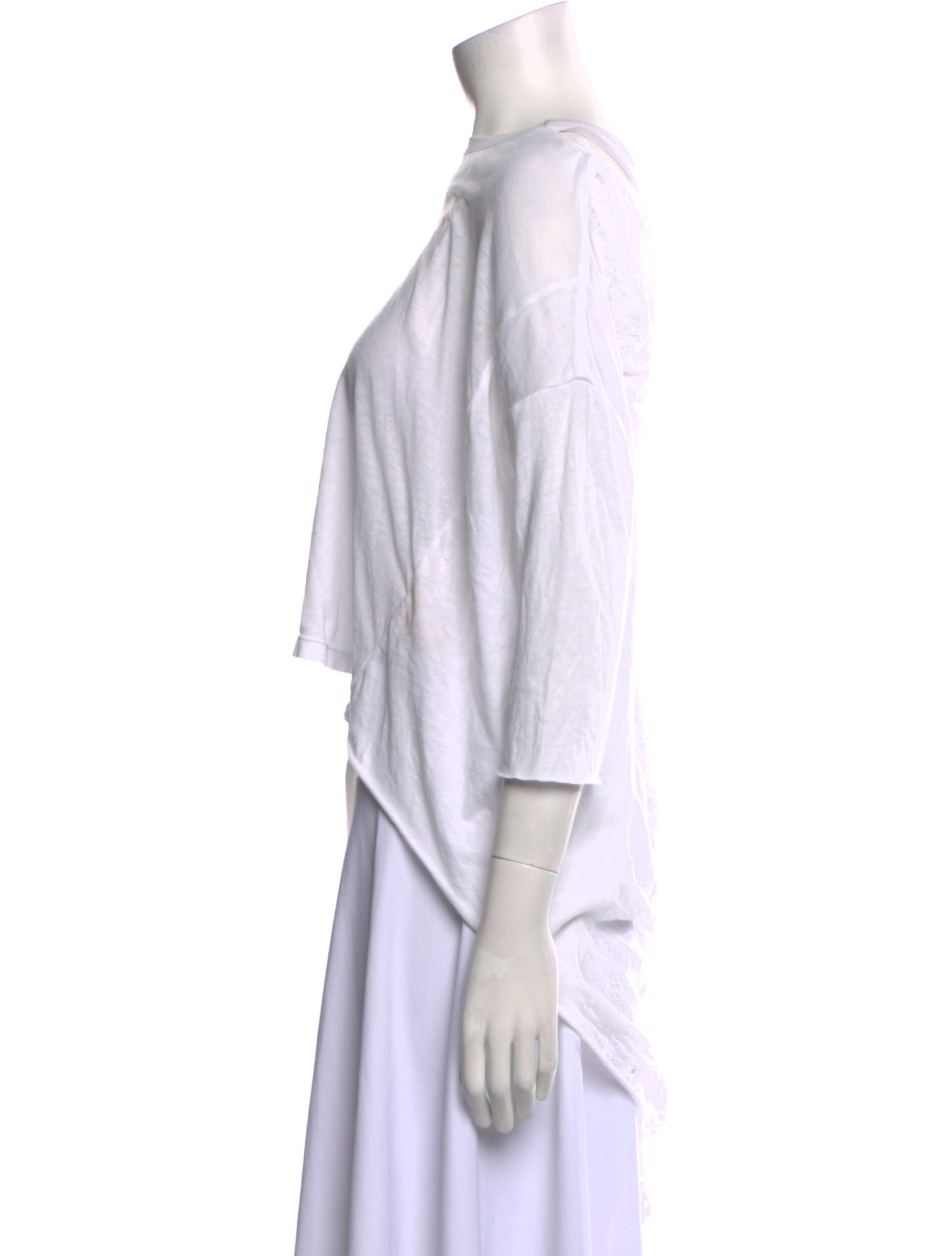 Raquel Allegra Bateau Neckline Three-Quarter Sleeve Crop Top