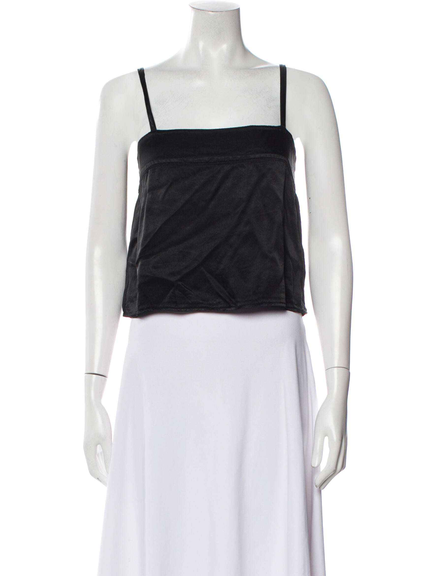 Raquel Allegra Square Neckline Sleeveless Crop Top