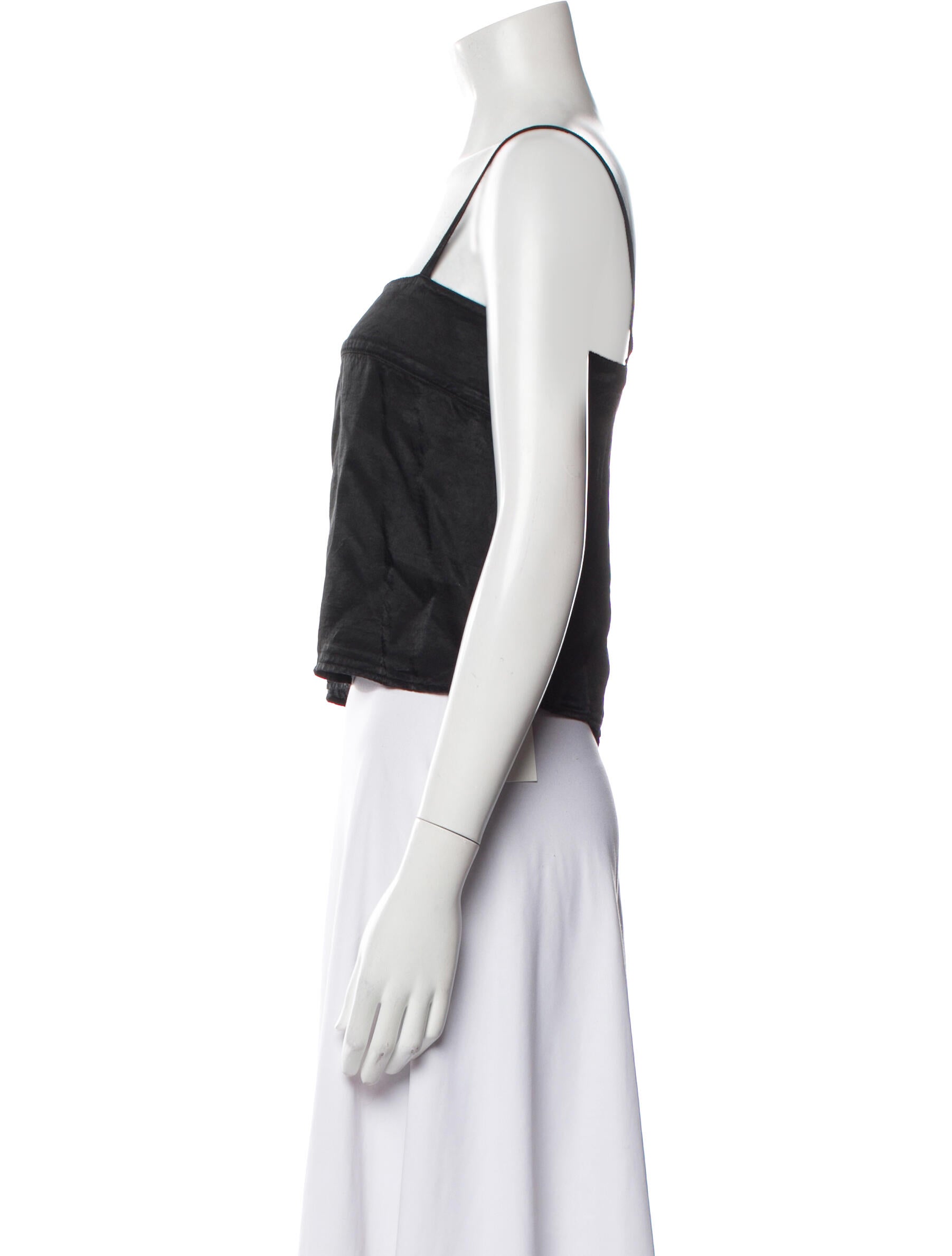 Raquel Allegra Square Neckline Sleeveless Crop Top
