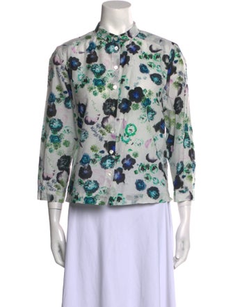 Raquel Allegra Floral Print Mock Neck Blouse