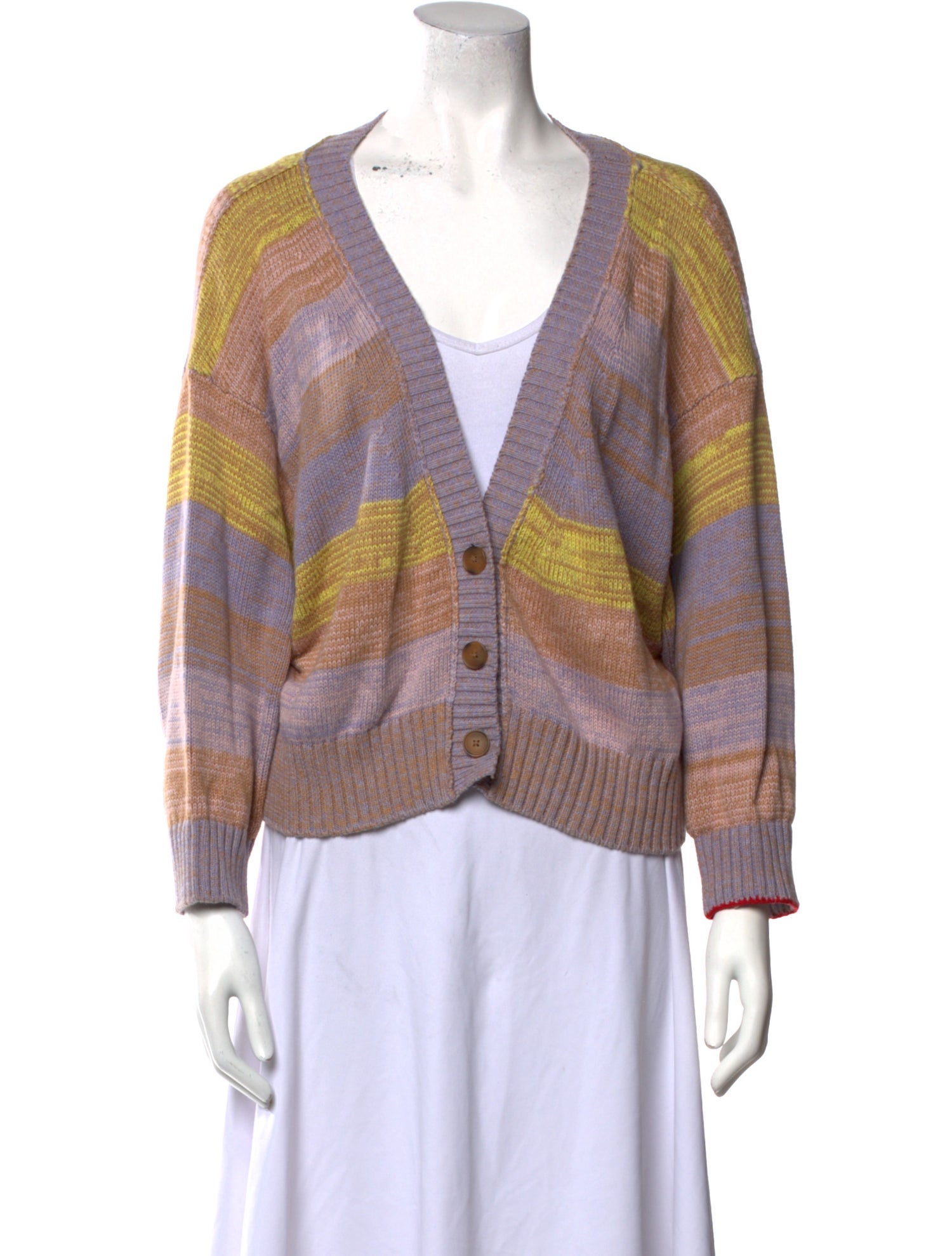 Raquel Allegra Striped V-Neck Sweater