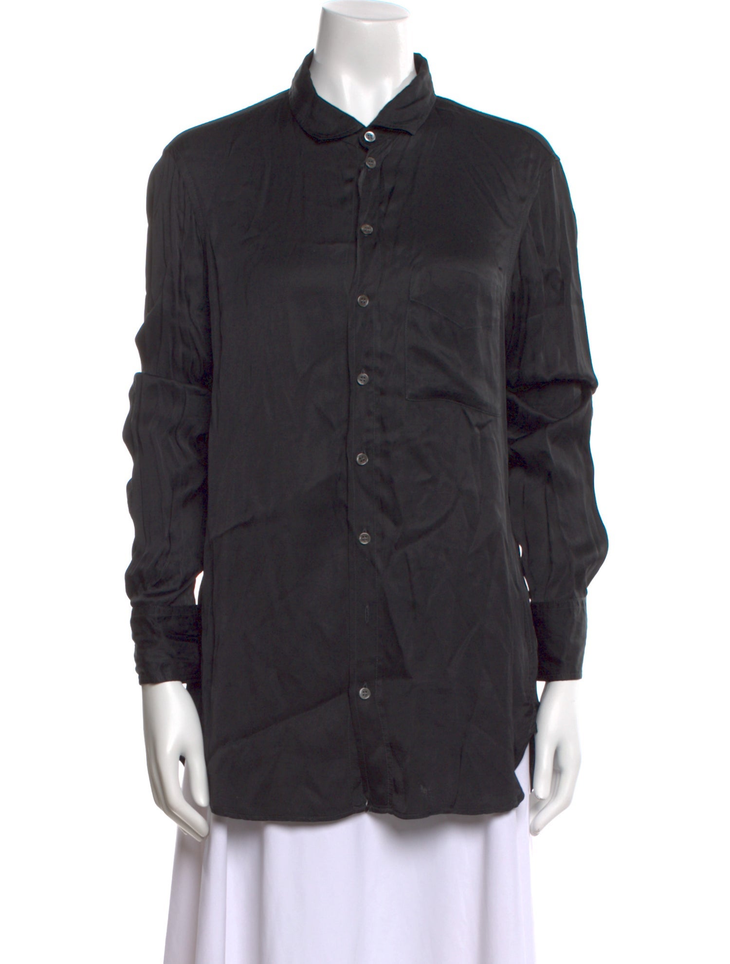 Raquel Allegra Silk Long Sleeve Button-Up Top