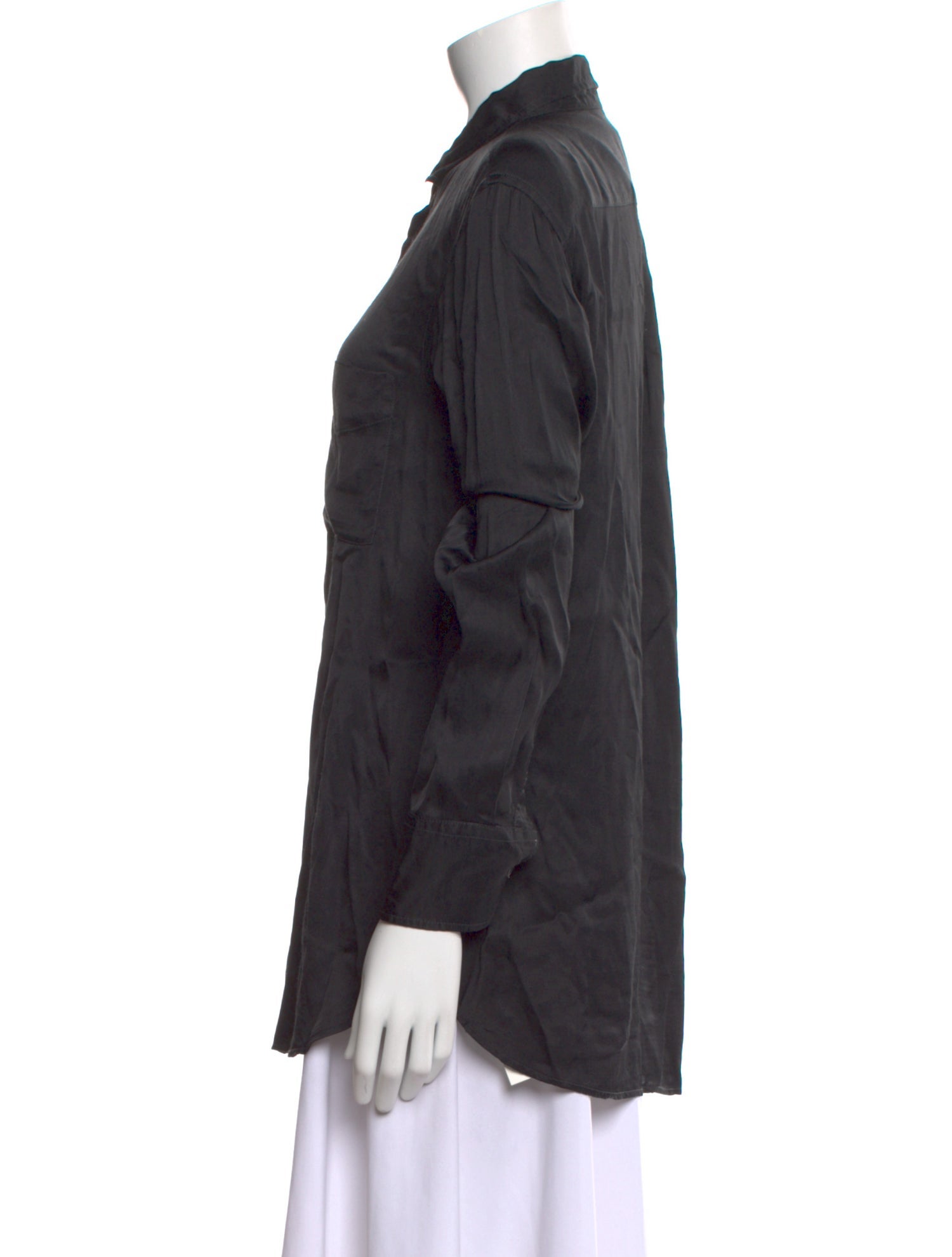 Raquel Allegra Silk Long Sleeve Button-Up Top