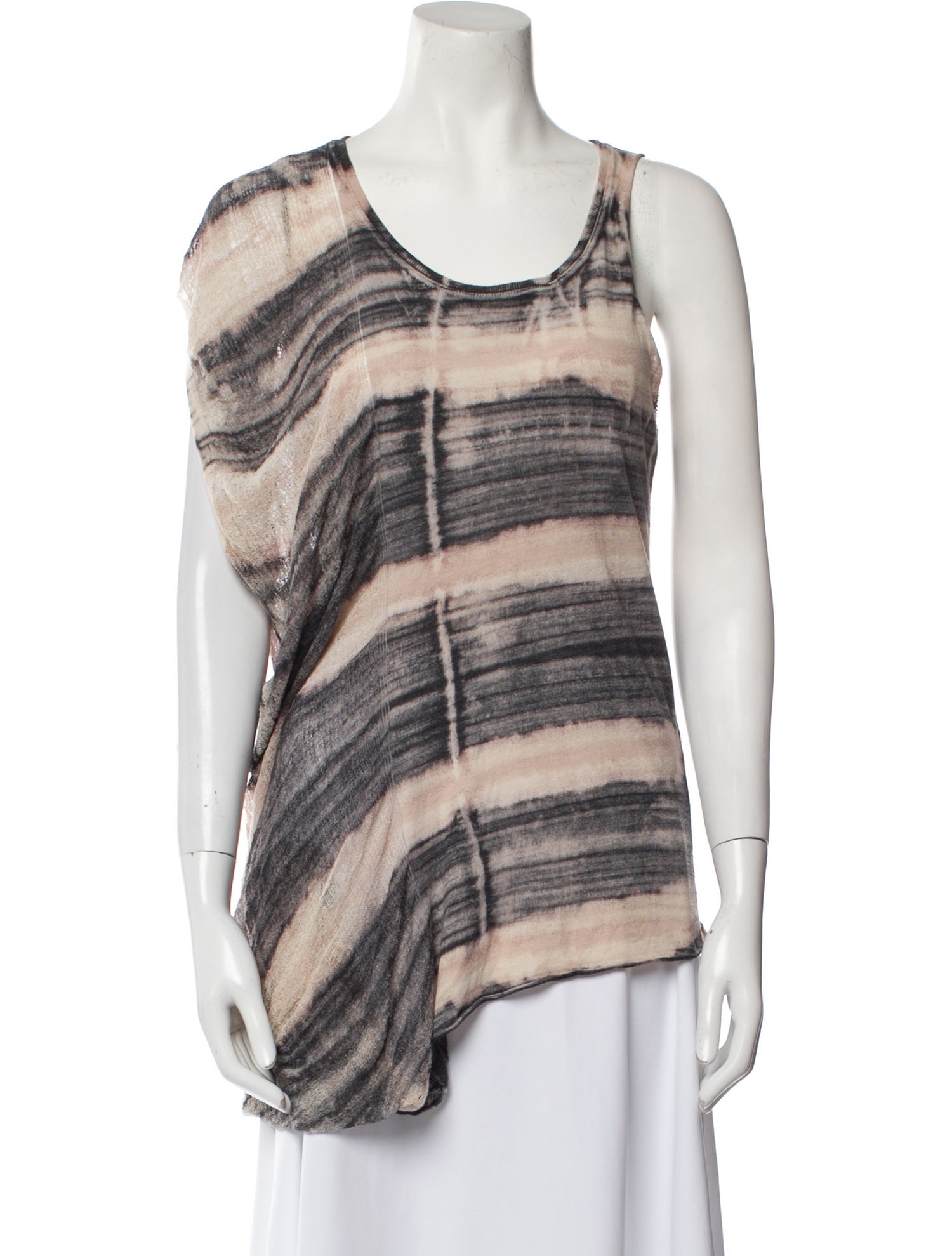 Raquel Allegra Tie-Dye Print Scoop Neck Top