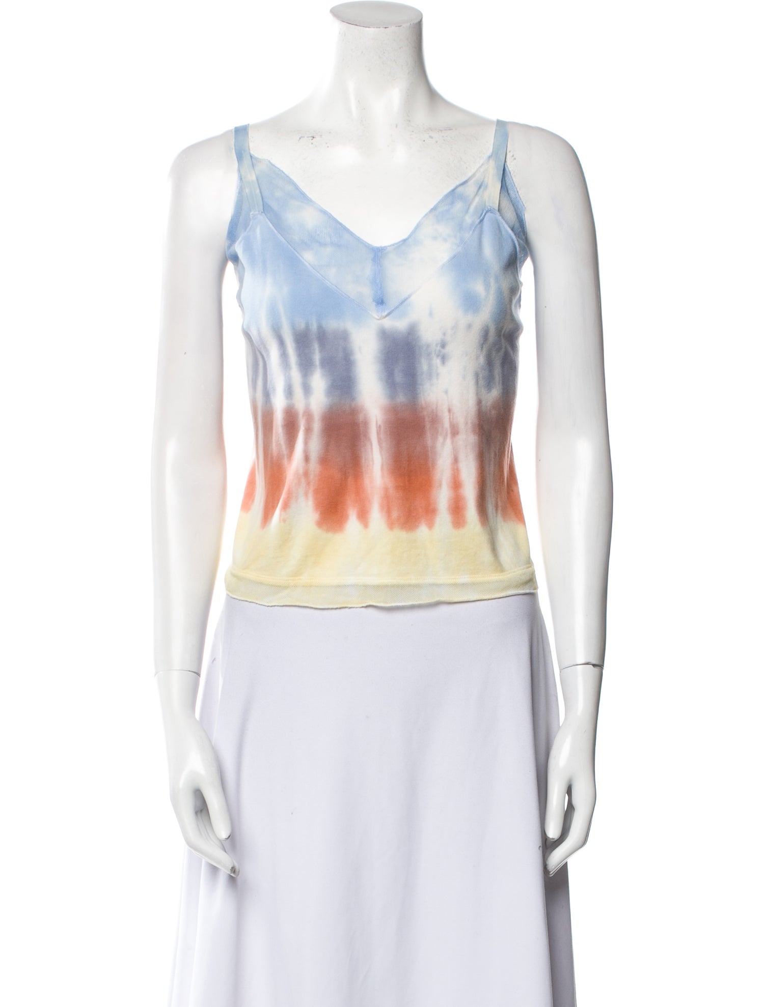 Raquel Allegra Tie-Dye Print V-Neck Top