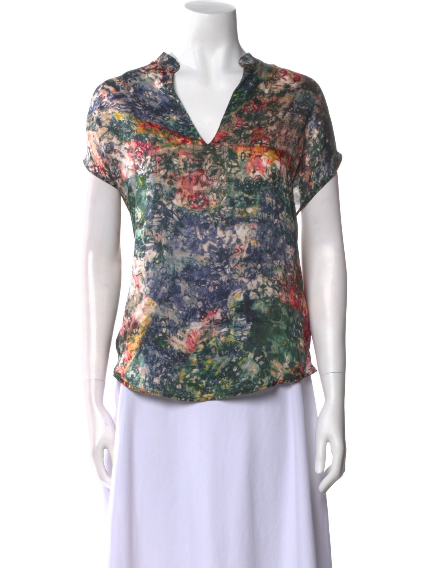 Raquel Allegra Silk Floral Print Top