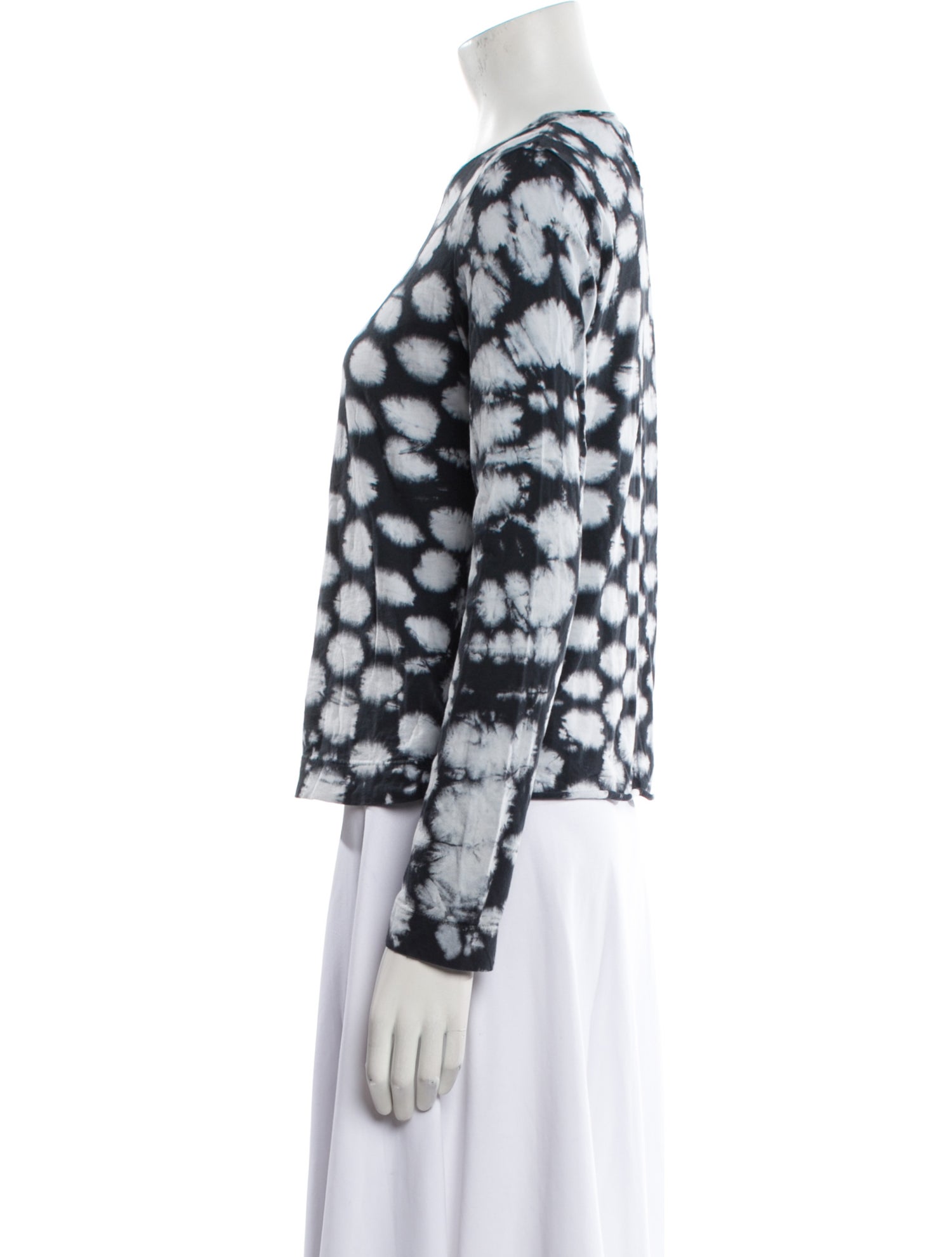 Raquel Allegra Polka Dot Print Crew Neck Blouse