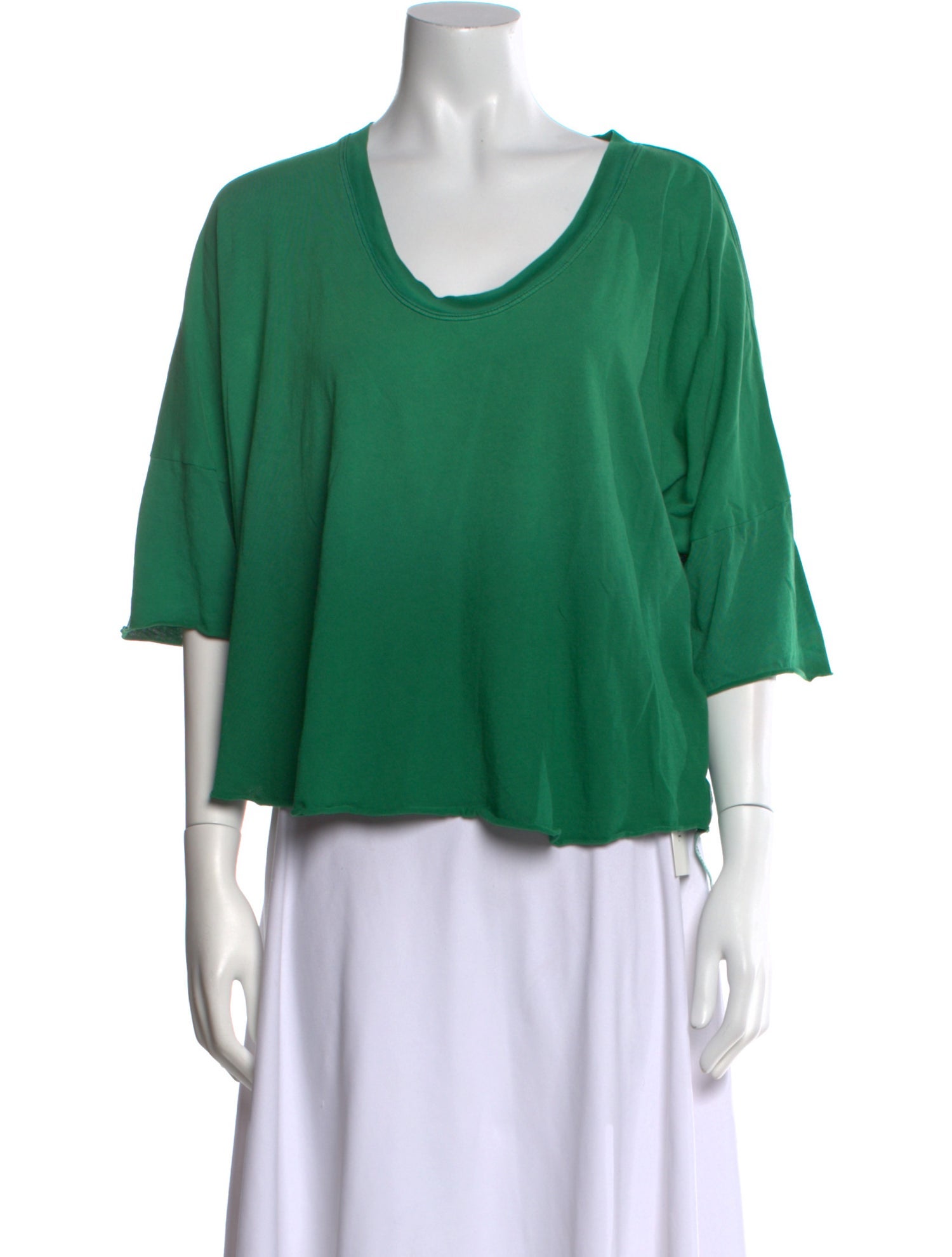 Raquel Allegra Scoop Neck Three-Quarter Sleeve Blouse