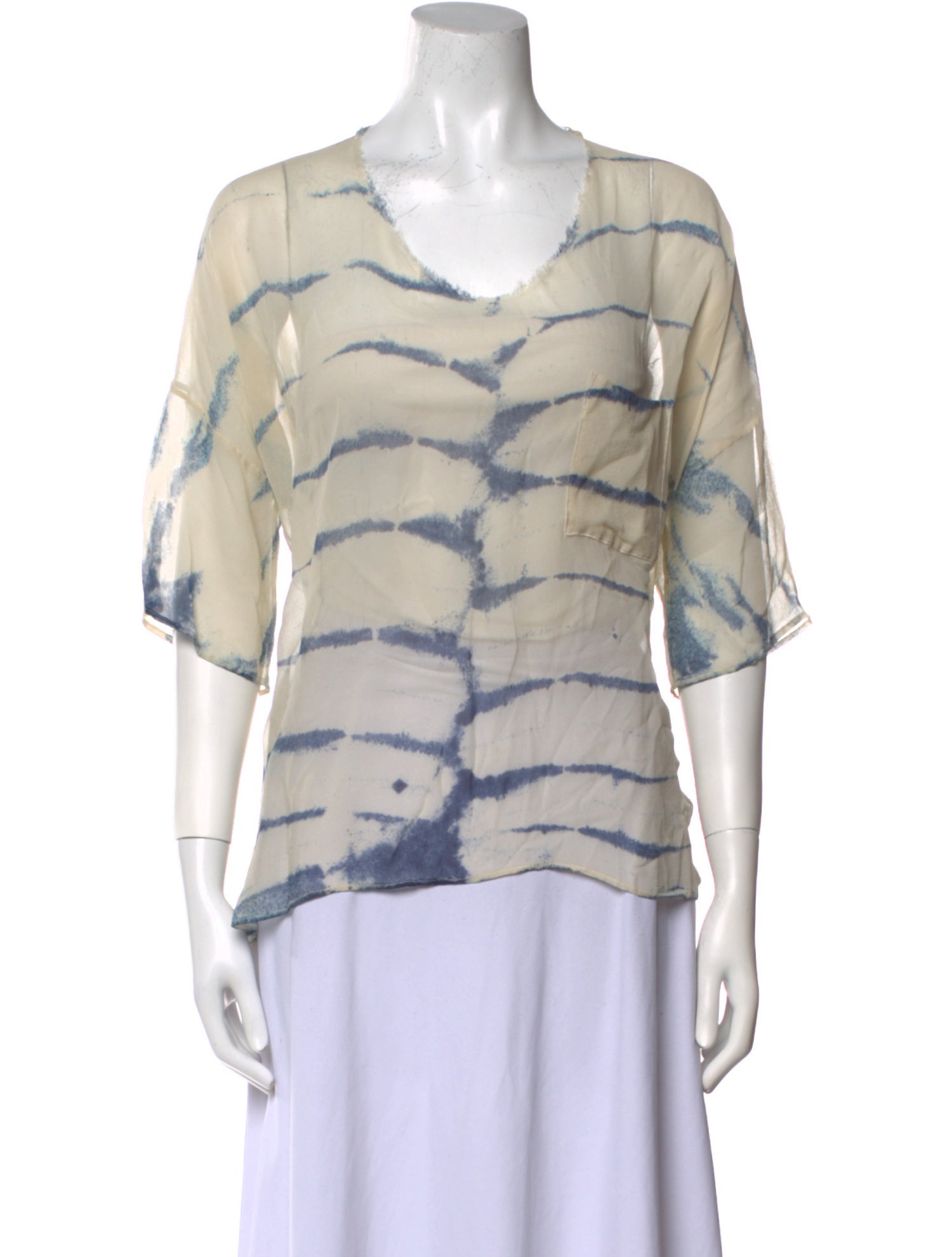 Raquel Allegra Silk Tie-Dye Print Blouse