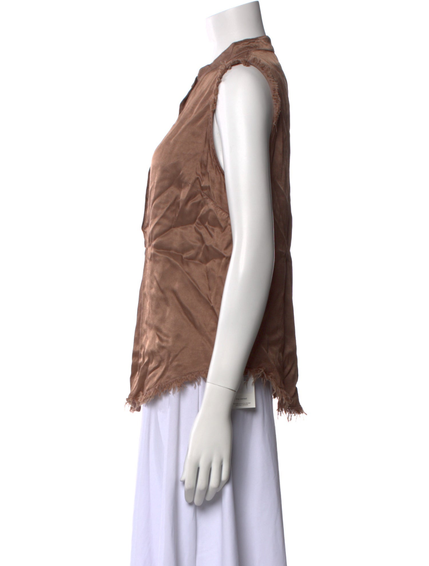 Raquel Allegra Mock Neck Sleeveless Button-Up Top