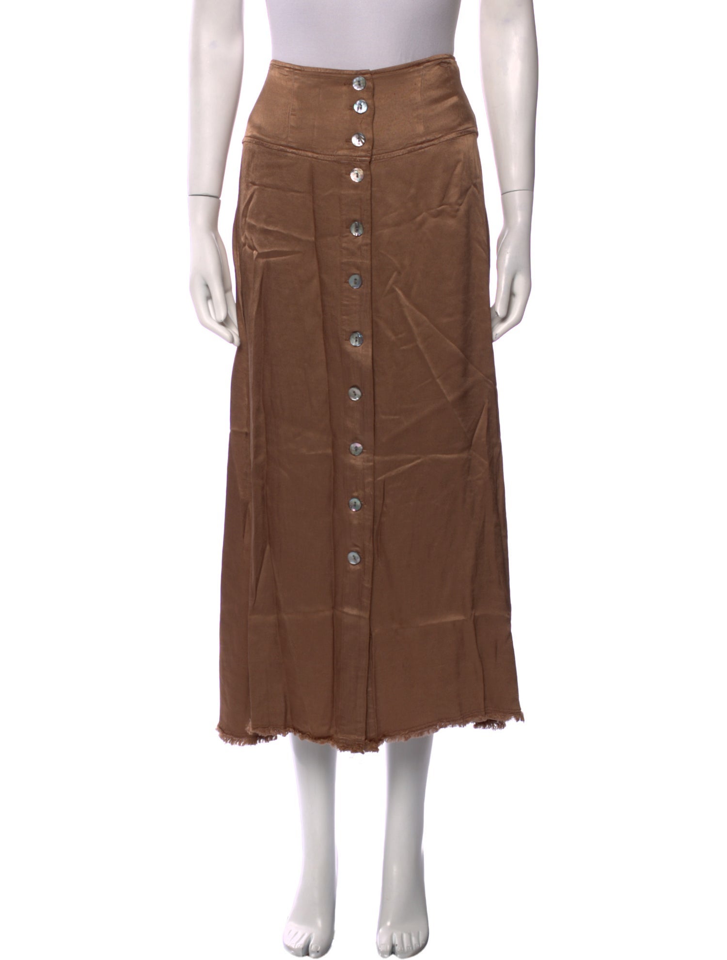 Raquel Allegra Raw-Edge Trim Midi Length Skirt