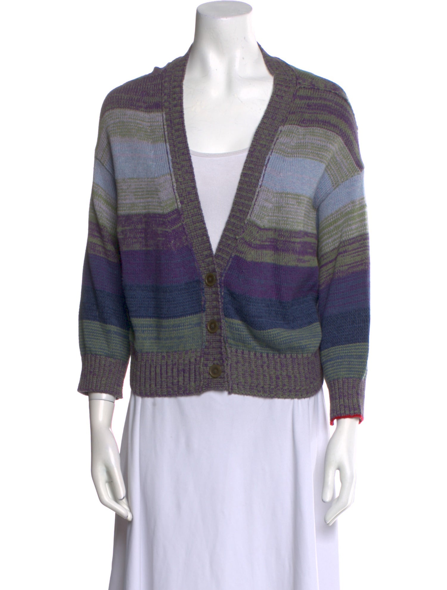 Raquel Allegra Striped V-Neck Sweater