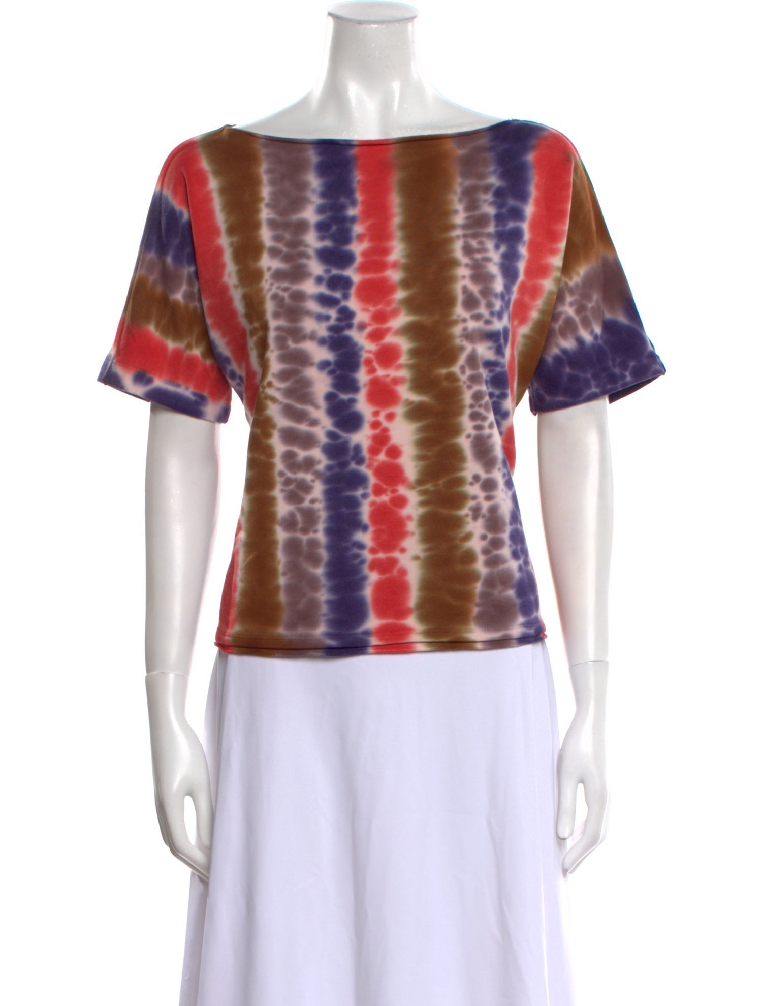 Raquel Allegra Tie-Dye Print Bateau Neckline T-Shirt w/ Tags